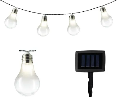 Image de Guirlande lumineuse solaire à LED Ampoules en plastique Lumière permanente 4,5m Blanc chaud