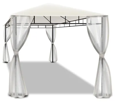 Produktbild von Beusi - Eisen-Gartenpavillon 3x2 mt mit Polyesterabdeckung und 4 seitlichen Moskitonetzen mit Reiøverschløssen und Schnøren