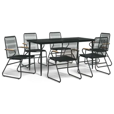 Produktbild von vidaXL 7-tlg. Garten-Essgruppe Schwarz PVC-Rattan