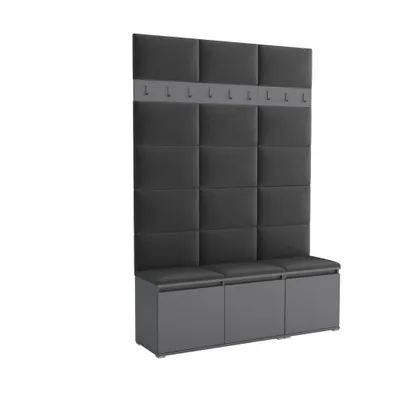 Produktbild von Garderobe LUTON 3 ANTHRACITE 16– Farbe Anthrazit, moderner Schrank 40x150x213 cm, funktionale Lösung für den Flur, Garderobeschrank, Flurmöbel
