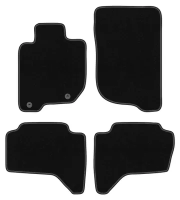 Obrázek produktu pro Velurové autokoberce pro: Mitsubishi L200 IV 2006-2015 (pick-up) – sada 4 ks, černé, na míru – Wielganizator BASIC