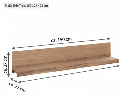 Produktbild von Wandregal 150x27x22 Wandboard Wildeiche geölt #4195