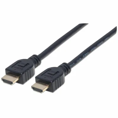 Produktbild von Manhattan 353922 91,44 cm HDMI AV-Kabel für Blu-ray-Player, Spielkonsole, Stereo-Receiver, PC, Audio-/Video-Gerät - Zweiter Anschluss: 1 x 19-pin HDMI Digital Audio/Video - Male - 18 Gbit/s - Unterstützt bis zu3840 x 2160 - Abschirmung - Golden Beschichteter Kontakt - CL3 - 30 AWG - Schwarz