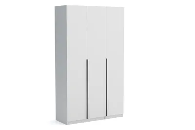 Produktbild von Kleiderschrank Pablo 135 cm, Weiß mit Einlegeplatten, Drehtürenschrank, Farbauswahl, 135x54x234 cm 3-türig