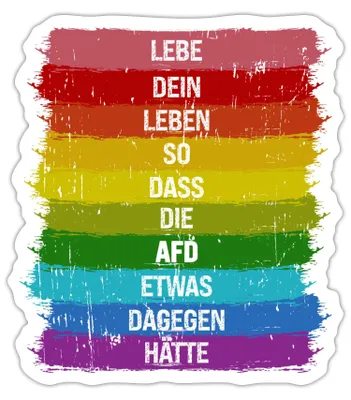 Produktbild von Spreadshirt Lebe So Dass Die AFD Was Dagegen Hätte Regenbogen Sticker Aufkleber, 10 x 10 cm, Mattweiß