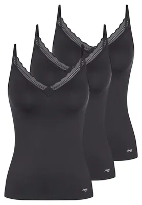 Produktbild von sloggi 3er Pack Go Blush Spaghetti Top Spitze mit Bogenkante am Ausschnitt, Weiches Material für hohen Komfort, Vielseitig tragbar im Alltag