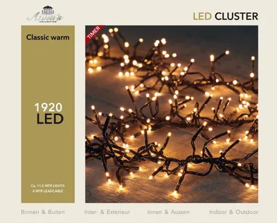 Productafbeelding van Led classic cluster lights 1920l/11.5m - 4m aanloopsnoer zwart - bi-bui trafo Anna's collection