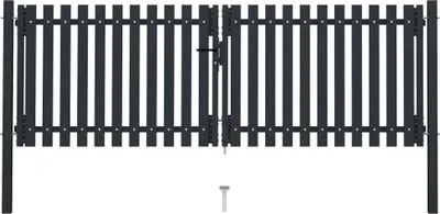 Productafbeelding van Living Store dubbele poort met vleugels, staal, 306x150 cm, antraciet