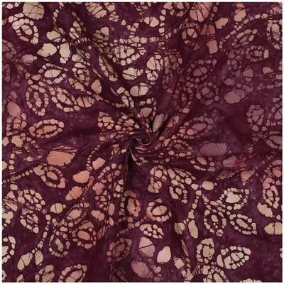 Baumwoll-Stoff Foliage-Batik ab 0,5m x 137cm handgefertigt Sommerstoff Oeko-Tex Meterware bordeaux