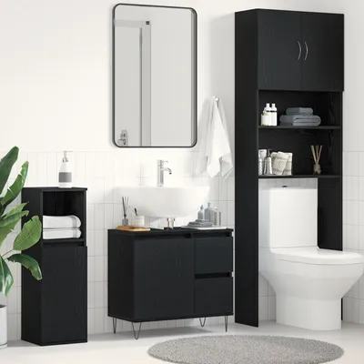 Produktbild von Möbel Waschbeckenunterschrank Schwarz Eiche 65x33x60 cm Holzwerkstoff - Badezimmer 862891
