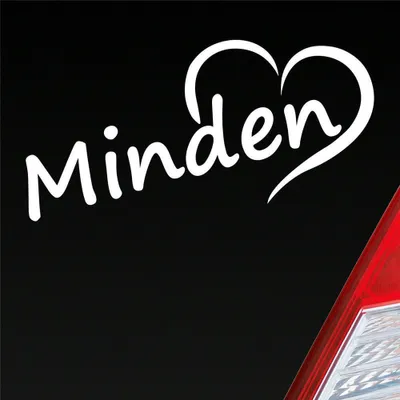 Produktbild von Auto Aufkleber Minden Herz Stadt City Liebe Love Heimat 17,5x8 cm Weiss Matt Sticker Heckscheibenaufkleber