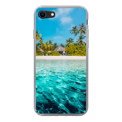 Produktbild von MuchoWow® Handyhülle Schutzhülle Hülle für iPhone 8 Strand - Palmen - Meer Silikon Softcase Handy Hülle - Schutzhaube