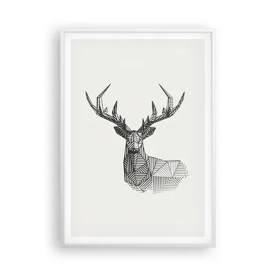 Produktbild von Gerahmtes Poster - Weißer Rahmen - Hirsch Skizze Skandinavisch - 70x100 cm - Wand Bild - Wanddeko - Wandbilder - Kunstposter - Wandposter - Bilderrahmen - Bilder - Kunstdruck - P2WPA70x100-4950