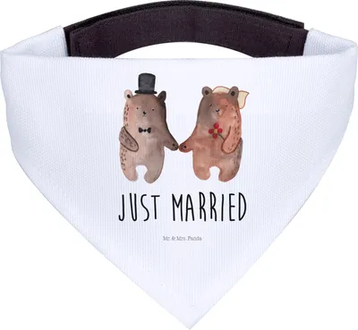 Produktbild von Mr. & Mrs. Panda Bandana Bär Heirat - Weiß - Geschenk, Dreieckstuch, Teddy, Schal Für Hunde, Hundehalstuch, Verheiratet Heirate Hochzeit Hochzeitsgeschenk Hochzeitspaar
