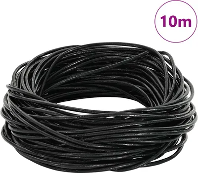 Image de vidaXL Cordon en cuir, noir, diamètre 1 mm, longueur 10 mètres