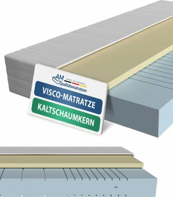Produktbild von AM Qualitätsmatratzen | Visco-Matratze 90x200 cm | H2 | Hochwertige Matratze mit 4 cm Visco-Auflage | 20 cm Höhe | Germany | 90 x 200 cm