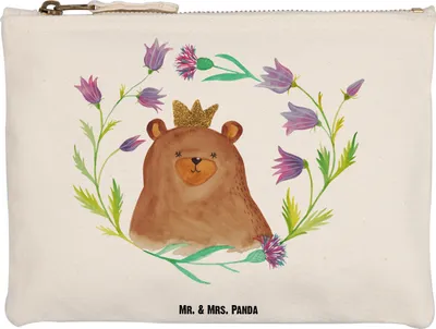 Produktbild von Mr. & Mrs. Panda Federmappe Bär Königin Grösse XL Große - Weiß - Geschenk, Etui, Lieblingsmensch, Waschtasche, Muttertag, Pouch, Mom, Teddy, Mama, Waschbeutel, Beste