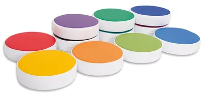 Produktbild von Betzold, Sitzkissen, Regenbogen rund, 12-TLG., Kunstleder, Sitzkissen, Kindergarten