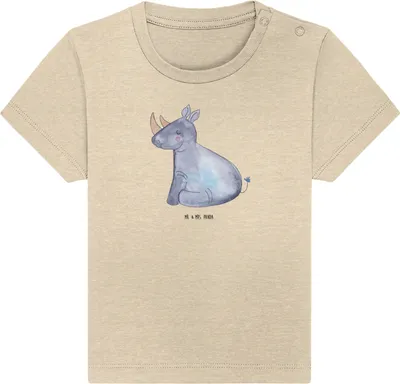 Produktbild von Mr. & Mrs. Panda Organic Baby Shirt Einhorn Nashorn 6. - 12. Monat - Natural Raw - Geschenk, Lustig, Kinder Oberteil, Unicorn, Witzig, Top, Babyshirt, Regenbogen, T-Shirt