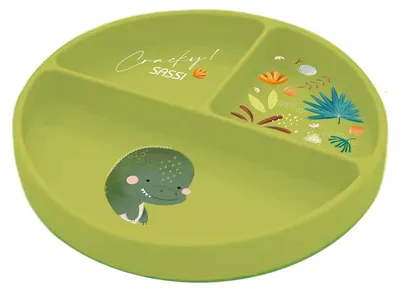 Produktbild von Silikon Teller mit Saugnapf Tiere - 18 x 18 cm - Grun | by Sassi Junior