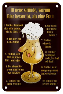 Produktbild von Blechschild Alkohol 12x18cm 10 Gründe Bier besser als Frau