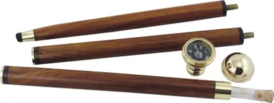 Produktbild von Kapitäns Spazierstock Gehstock mit Messing Griff, Kompass und Schnapsröhrchen