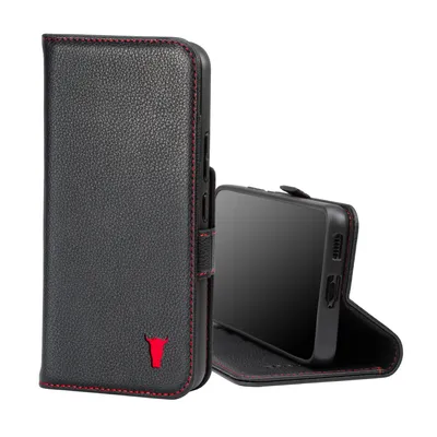 Image de Galaxy S22 Housse en cuir (avec fonction de support) - Noir avec détail rouge