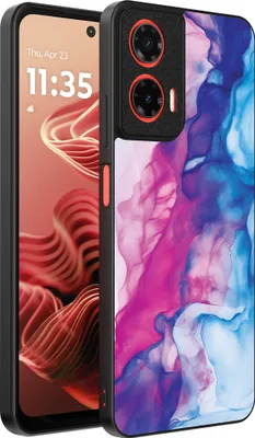 Produktbild von Smartphonica Telefon Fall passt Motorola Moto G35 mit rosa blau Marmor Print - TPU Backcover Fall Rose blau Marmor Design