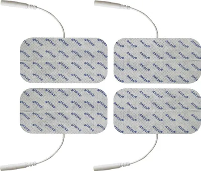 Produktbild von axion® Elektrodenpads passend zu Prorelax, Promed, axion - 10x5cm, 2mm Steckanschluss, 4 St.,selbstklebende TENS EMS Elektroden für TENS EMS Geräte