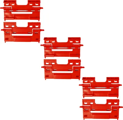A set of red plastic connectors for toolboxes, arranged in a grid on a white background.