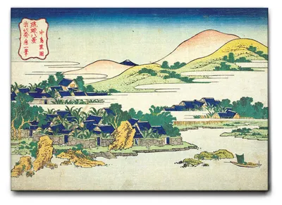 Produktbild von Giallobus - Bananengarten in Nakashima - Hokusai - 70L x 50B cm - Bild - Leinwand mit Standardrahmen