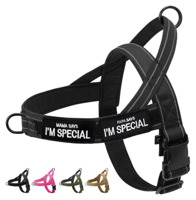 Produktbild von No Pull Hundegeschirr für kleine mittelgroße Hunde, ausbruchsicher, verstellbar, reflektierend, Schwarz, Größe M