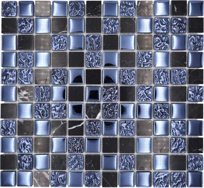 Produktbild von Glasmosaik mit Naturstein XCM M862 30,2x32,7 cm schwarz