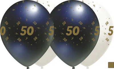 Produktbild von Geburtstagsballons weiß, "50", 30cm, 10 Stk.