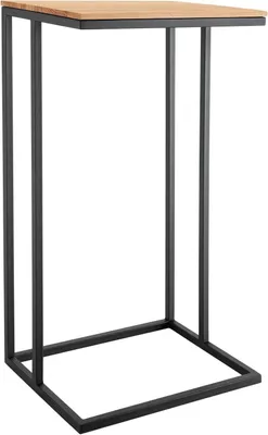 Produktbild von Beistelltisch - 40 x 30 cm - Braun - Schwarz - Eichenholz massiv - Metallgestell
