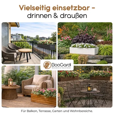 Produktbild von BOOGARDI Blumenkasten Holz mit Einsatz · 64x20x14cm Anthrazit · Blumenkästen in 3 Größen & 4 Farben Pflanzkasten für Balkon & Terrasse Pflanzkübel
