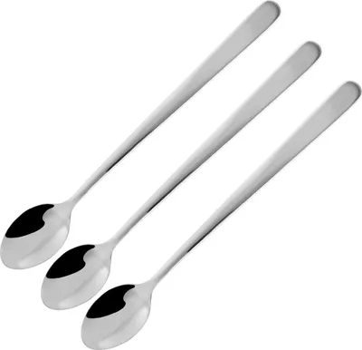 Produktbild von Fackelmann Langstiellöffel, Eiskaffeelöffel aus Edelstahl, Longdrinklöffel für große Gläser (Farbe: Silber), Menge: 3 Stück