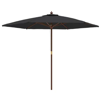 Produktbild von vidaXL Sonnenschirm mit Holzmast Schwarz 299x240 cm