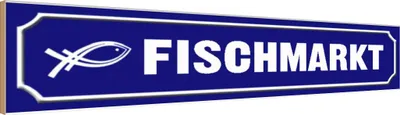 Produktbild von vianmo Holzschild 10x46 cm Fischmarkt Hofladen Marktstand Laden