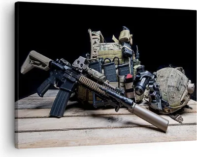 Produktbild von Bild auf Leinwand - Leinwandbild - Militaria Gewehr - 70x50cm - Wand Bild - Wanddeko - Wandbilder - Leinwanddruck - Bilder - Kunstdruck - Wanddekoration - Leinwand bilder - Wandkunst - AA70x50-3889