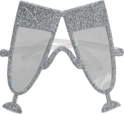 Produktbild von Silberne Party Brille Prosit in Sektglasform