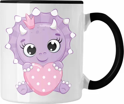 Produktbild von Trendation - Dinosaurier Tasse Grafik Geschenk Lustig Mädchen (Schwarz)