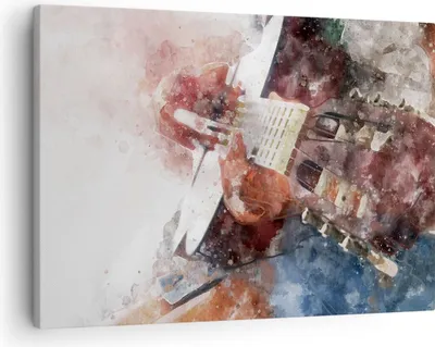 Produktbild von Bild auf Leinwand - Leinwandbild - Gitarre Musik - 70x50cm - Wand Bild - Wanddeko - Wandbilder - Leinwanddruck - Bilder - Kunstdruck - Wanddekoration - Leinwand bilder - Wandkunst - AA70x50-4000