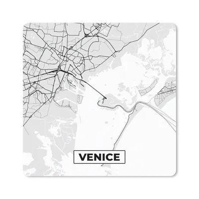 Produktbild von MuchoWow® Mauspad Mousepad Venedig - Stadtplan - Karte - Schwarz und weiß 30x30 cm - Mousepads - Maus Mat - Pad - Mausunterlage - Gaming