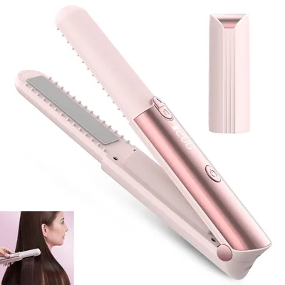 Produktbild von Kabelloser 2-in-1 Haarglätter Powerbank – Tragbare Haarbürste 7 Temperaturen | LED Anzeige | Wiederaufladbar 5000mAh