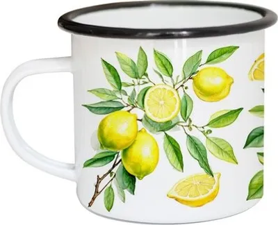 Produktbild von Emailletasse Yellow Lemons - Gelbe Zitronen 0,3L, Höhe 8cm