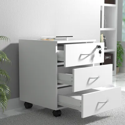 Produktbild von VCM Rollcontainer | Beistellcontainer mit drei Schubladen | Maße ca. H. 55 x B. 40 x T. 44 cm | Bürocontainer abschließbar - Baula L