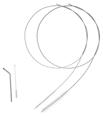 Immagine prodotto di 2 spazzole flessibili per la pulizia dei tubi, lunghezza 1 metro, acciaio inossidabile, colore bianco, disponibili in diverse dimensioni