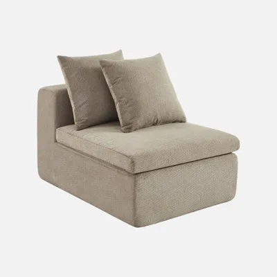 Produktbild von sweeek - Modularer Sessel mit Chenille-Bezug 1-Sitzer - Dunkelbeige