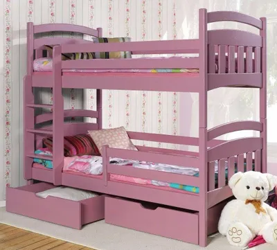 Produktbild von Massivholz Kiefer Etagenbett 2 Liegeflächen inkl.2Matratzen Hochbett JAKUB II 190/80 Rosa